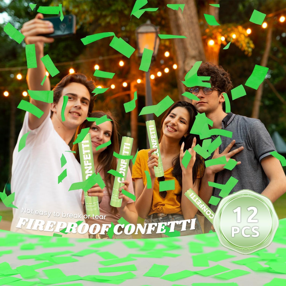 Confetti Cannon Green Biodegradable Confetti Poppers 12Pack Party Poppers Confetti Shooters Green