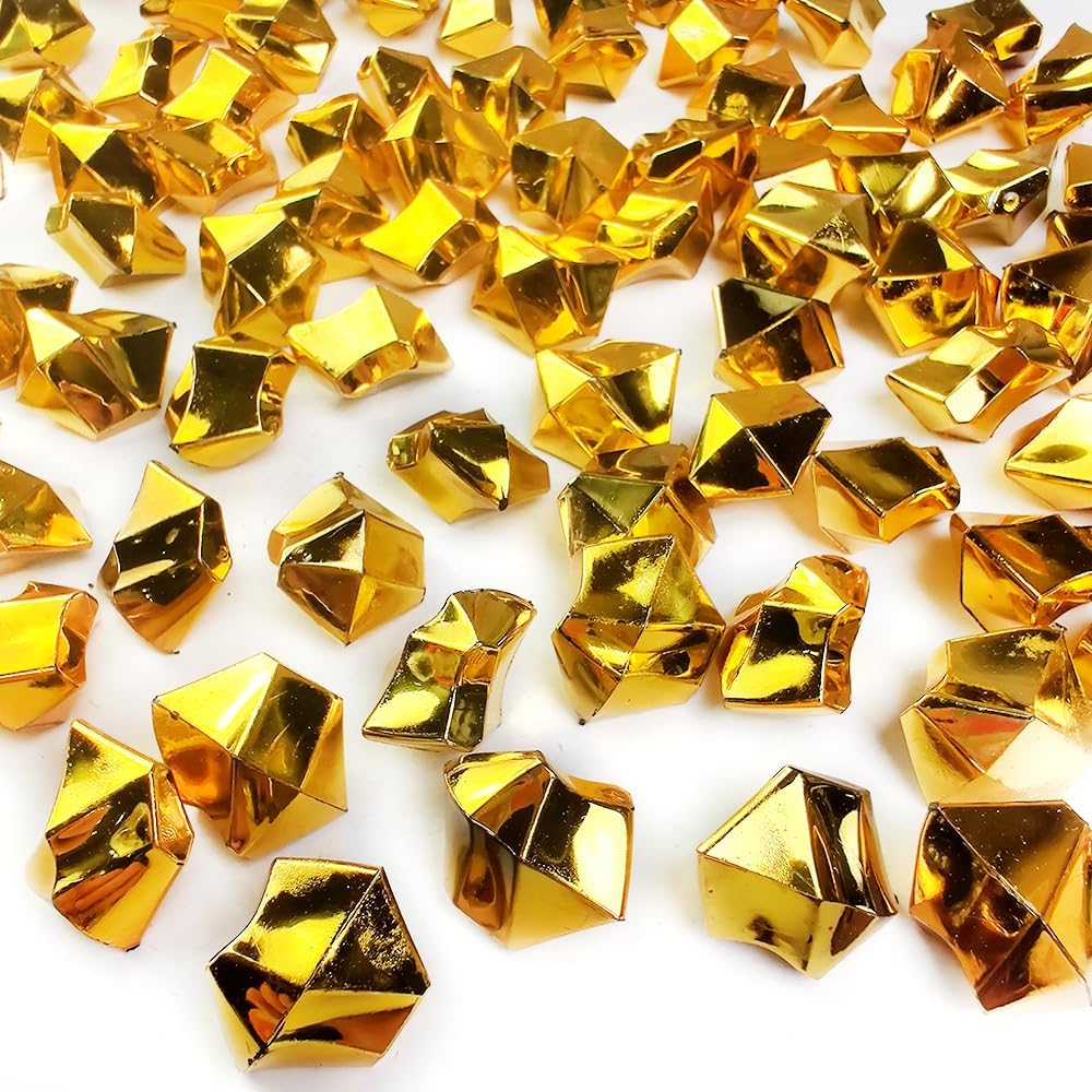 HappyFiller Fall Christmas Decoration Fake Gold Nuggets Faux Ice Rocks Cubes Acrylic Gems Pirate