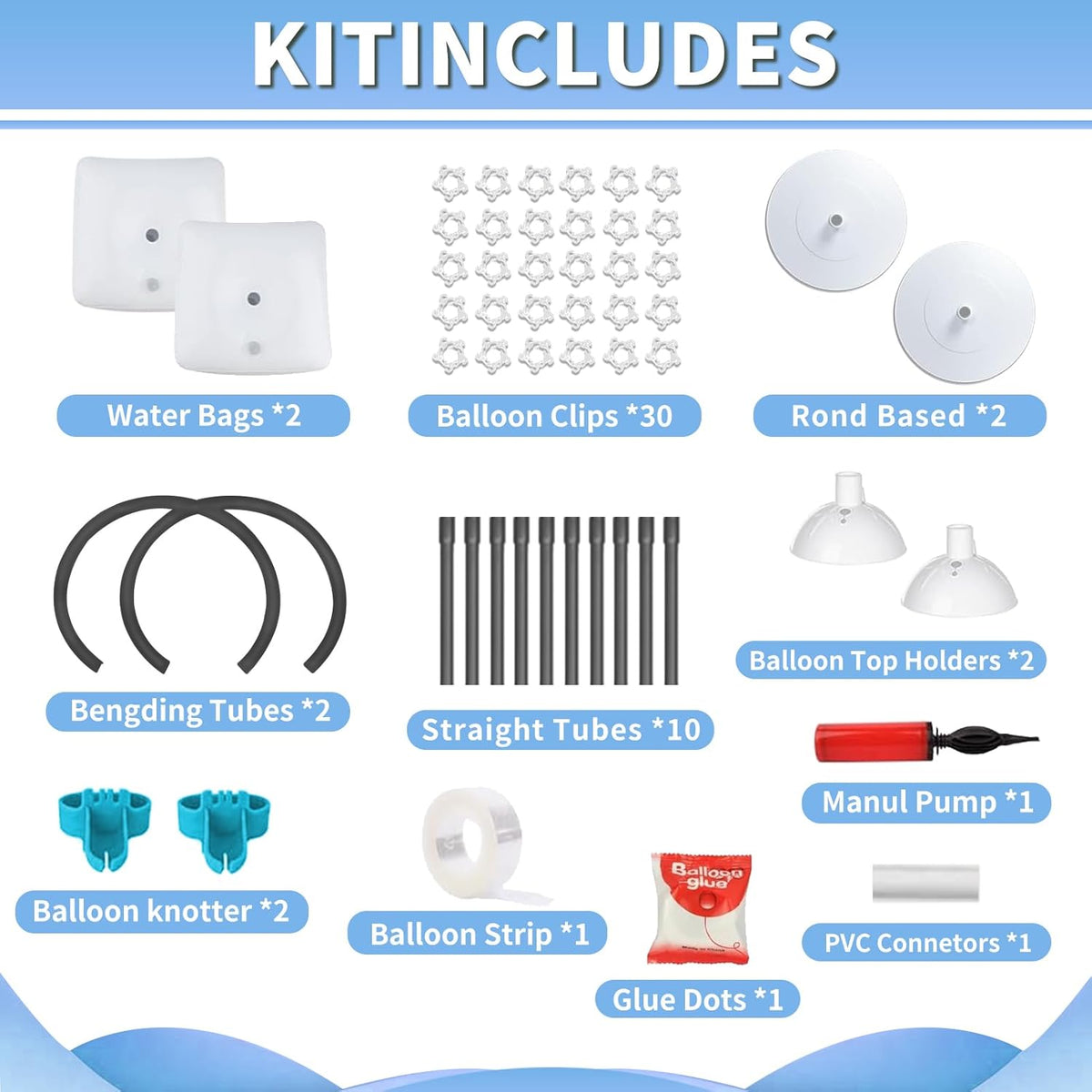 Balloon Arch Kit - Bendable 8.2FT & 6FT Balloon Arch Stand with Base and Manual Pump, Versatile