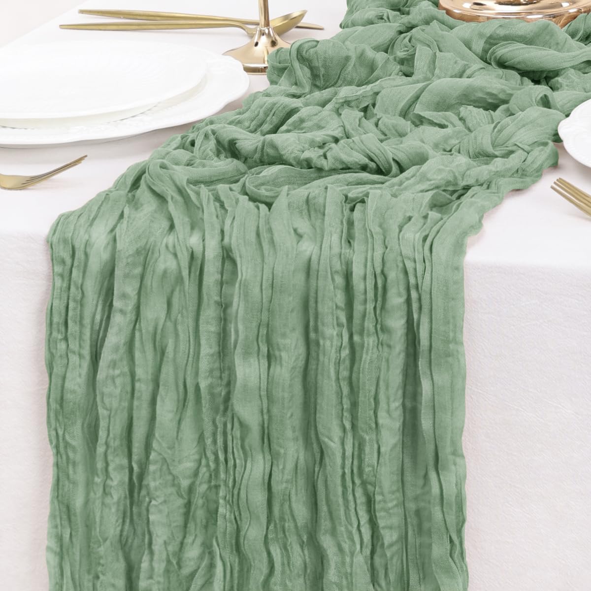 Sage Green Table Runner Cheesecloth Table Runner 14FT Farmhouse Table Runners 160 Inches Fall Table