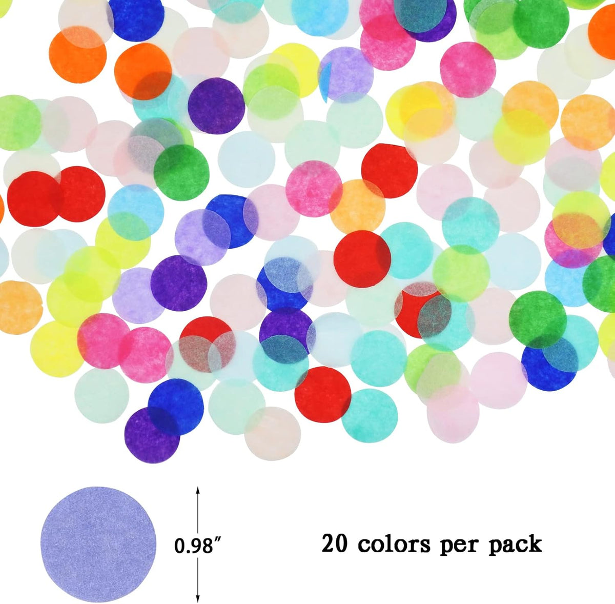 RYKOMO 10000 Pieces 1 Inch Round Tissue Paper Confetti, 3.5oz Multicolor Table Confetti Paper for