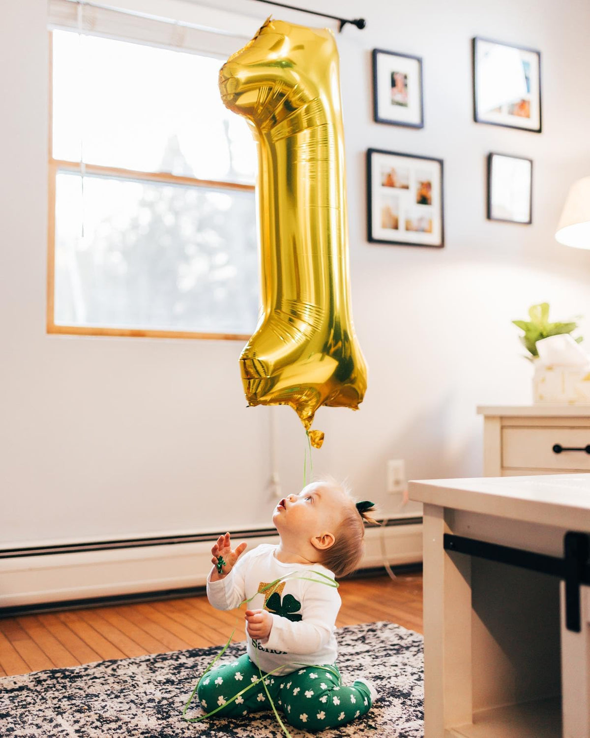 Gold 1 Balloon - Number Balloon 40 Inch, 1st Gold Birthday Decorations