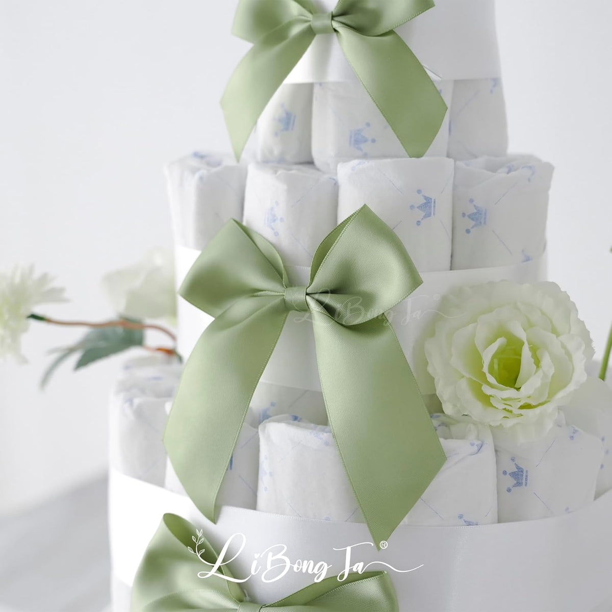 4.5" Satin Ribbon Sage Green Bows for Gift Wrapping, Twist Tie Bows, Cute Bows for Crafts, Party