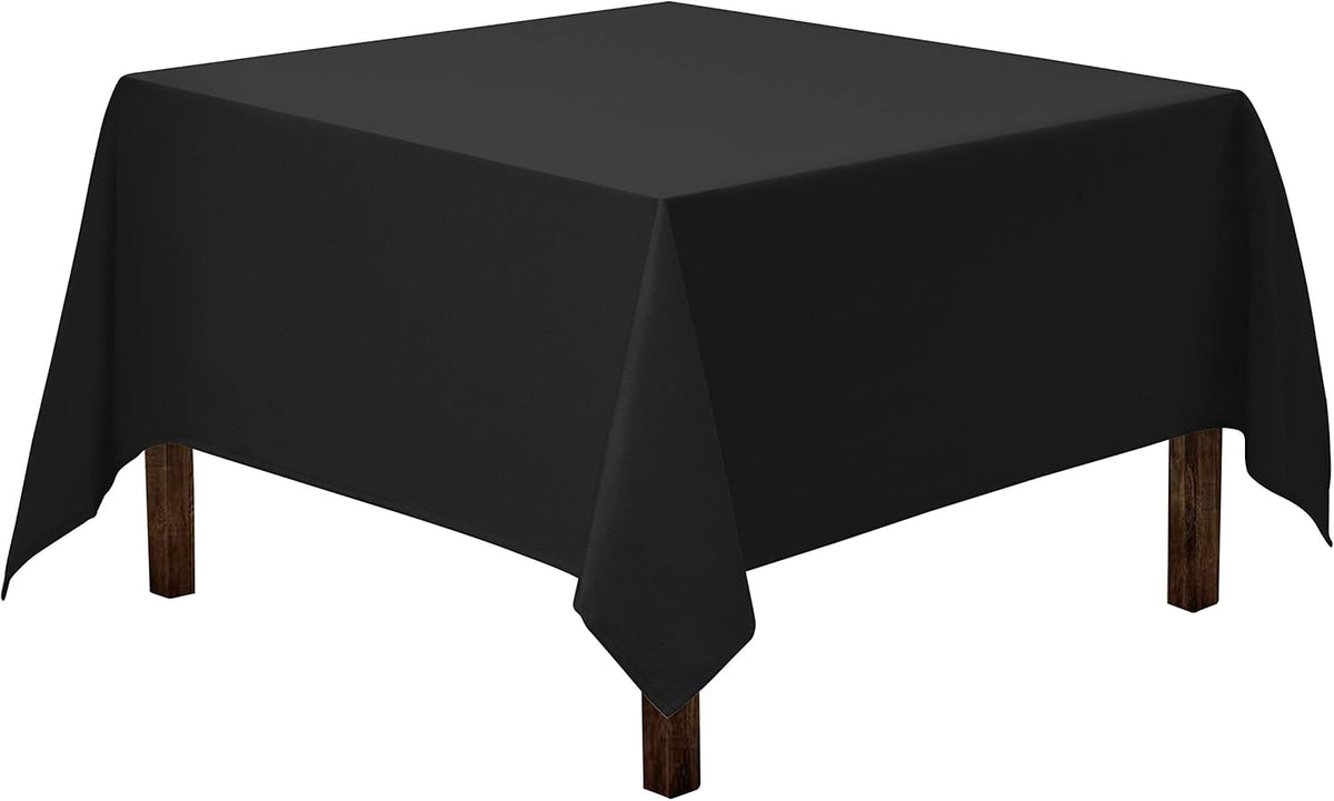 Gee Di Moda Square Tablecloth - 70 x 70 Inch Black Table Cloth for Medium Square or Round Tables