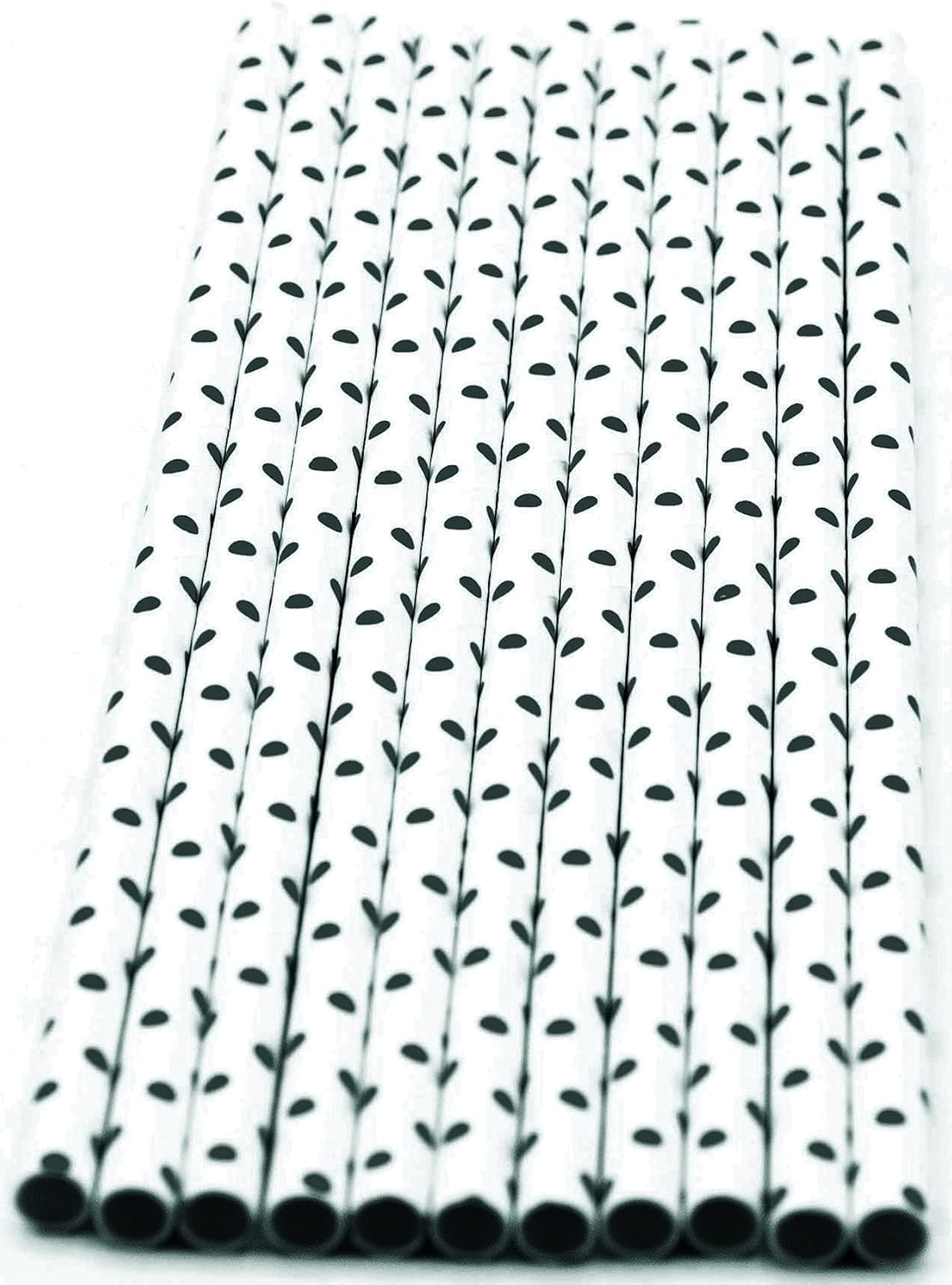 Pack of 900 Black Polka Dot Biodegradable 4-Ply Paper Drinking Straws (Compostable, Non-toxic