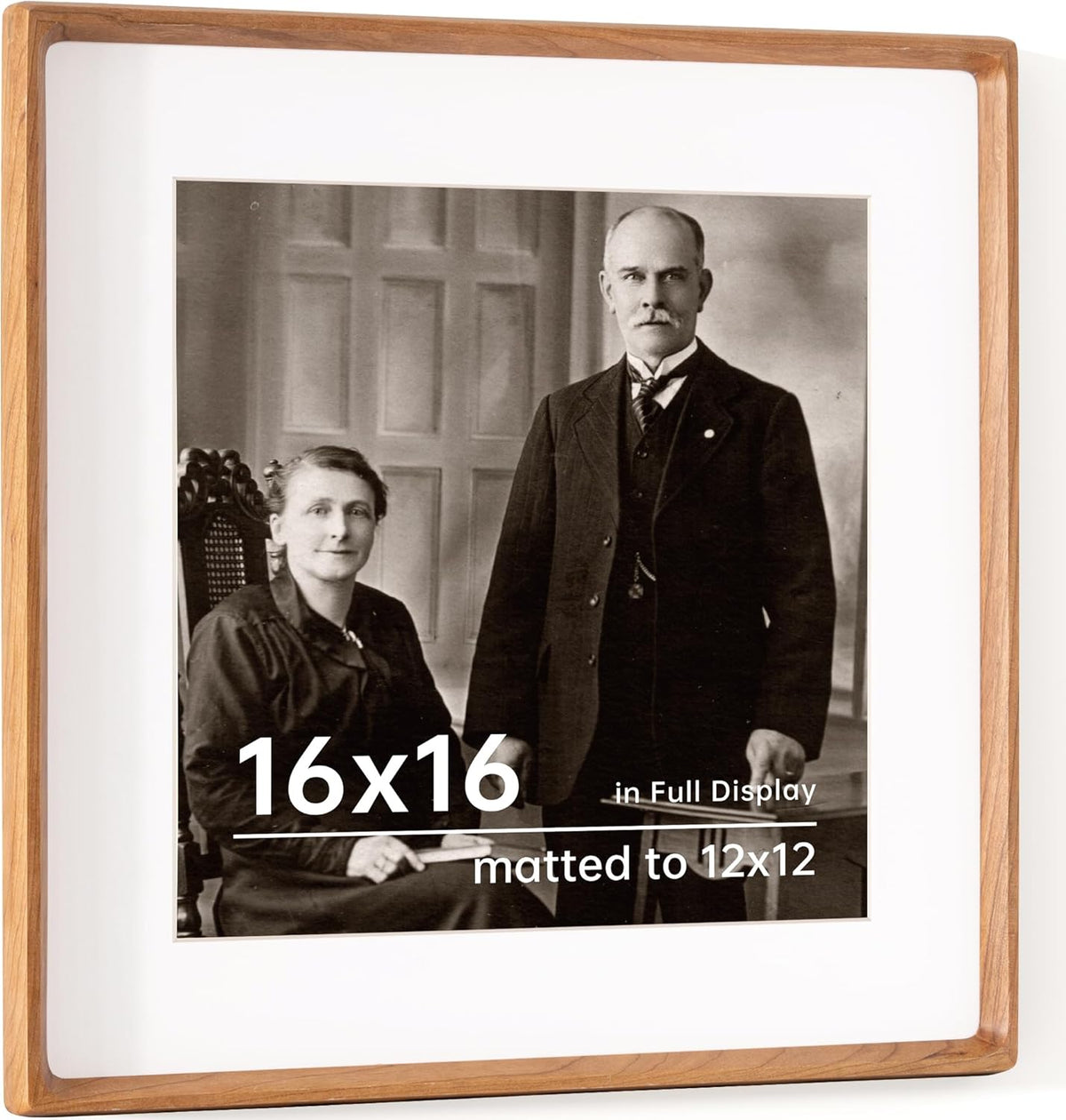 16x16 Picture Frame USA-Sourced Natural Cherry Wood Solid Original Wood Photo Frame Rounded Corner