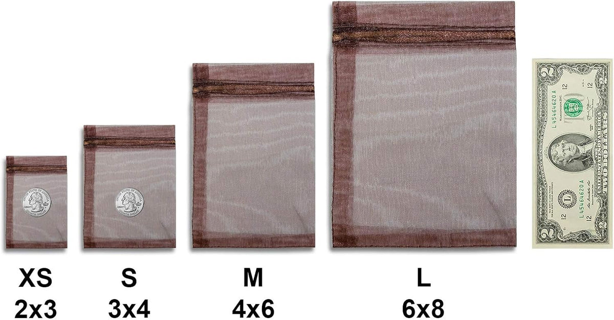 TheDisplayGuys 100-Pack 6x8 Brown Sheer Organza Gift Bags with Drawstring, Jewelry Candy Treat