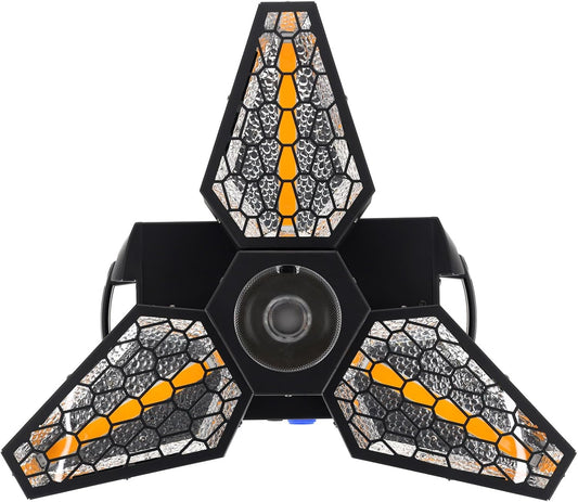 Rockville Leaf Spinner 250W 3-in-1 Rotating DJ Stage Light with Retro Amber RGBW LEDs and