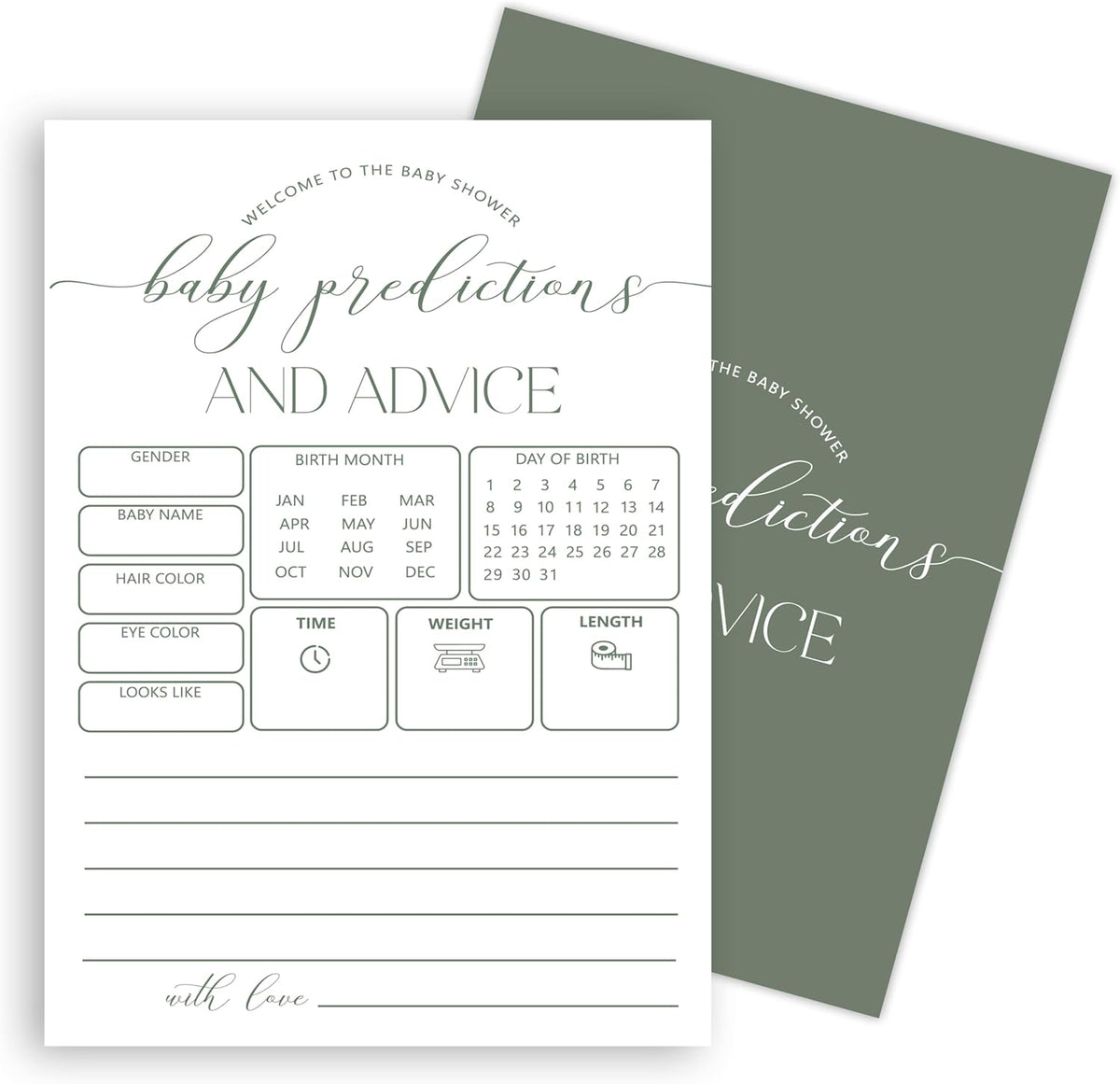 Advice For New Parents Baby Shower, Baby Predictions & Advice Cards For Baby Shower Games