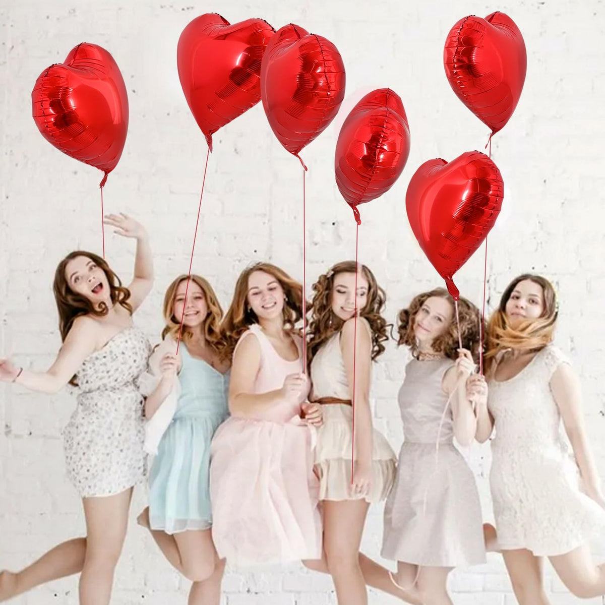 TONIFUL 30Pcs 18 Inch Red Heart Balloons Valentine’s Day Heart Shape Foil Mylar Balloons Decoration