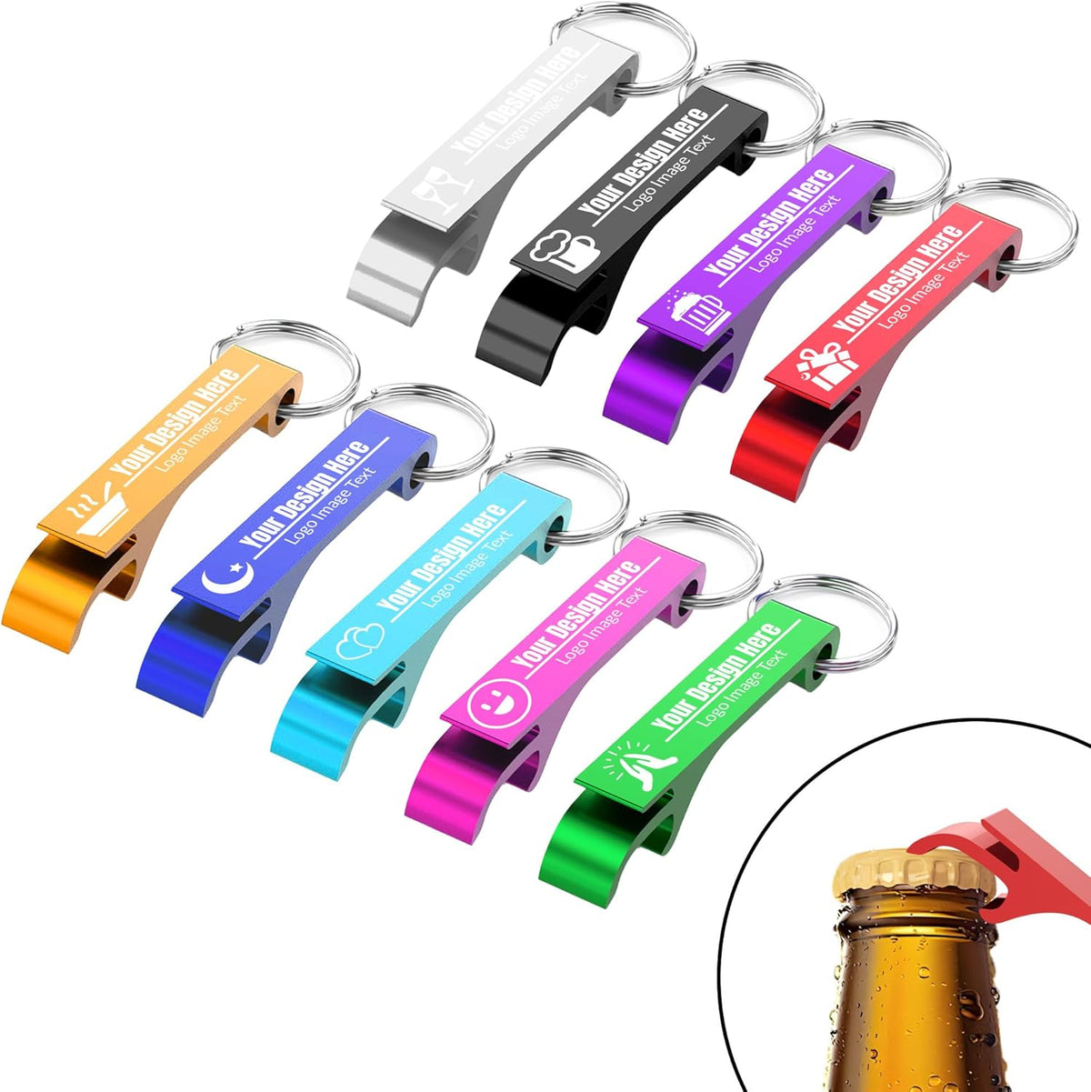 Personalized Bottle Opener Keychains, Bulk Custom Engraved Text Logo Keychain Can Opener