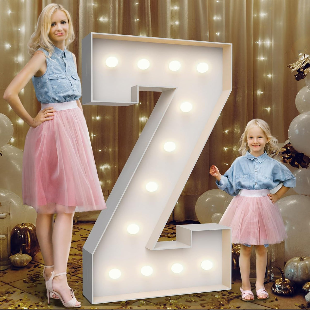4FT Marquee Light Up Letters Z,Party Decoration Large Marquee Light Up Letters with Weighted Water