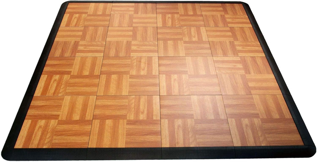 Big Floors 4X4OAKFLOOR Interlocking Lightweight Plastic Modular Dance Floor Kit (4' x 4'), Oak, 32