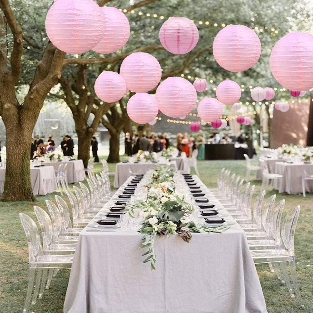 BEISHIDA 6-Inch Pink Round Paper Lanterns Hanging Decorative Chinese Paper Lanterns Lamp for