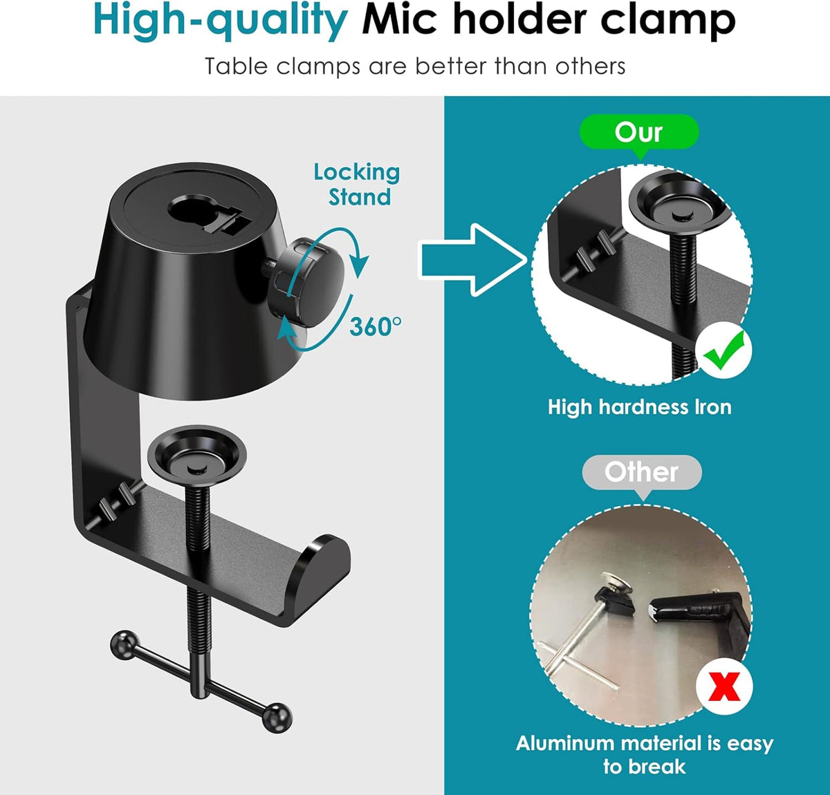 Mic Boom Arm Stand Compatible with Shure SM7B, MV7, Blue Yeti Mic, Fifine microphone, HyperX