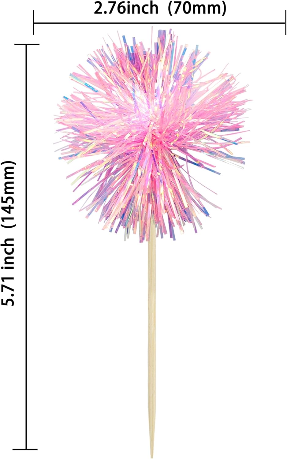 Gyufise 30Pcs Foil Firework Cupcake Toppers Sparkle Tinsel Cake Toppers Tinsel Drink Cake