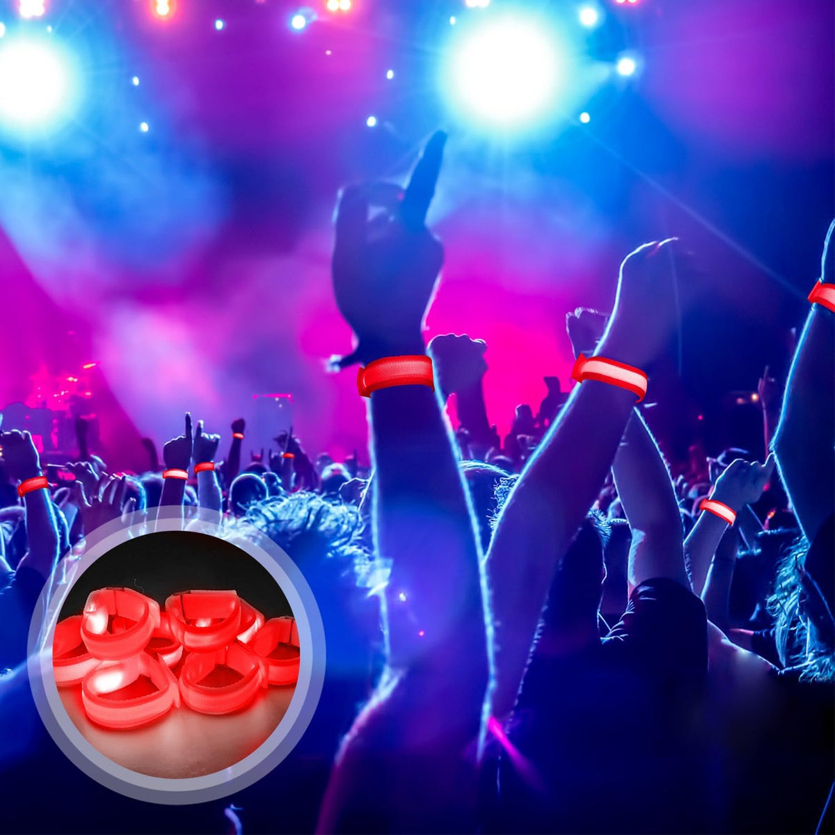 M.best 8pcs LED Light Up Bracelets Glow Flashing Wristbands Glow in The Dark Party Supplies for