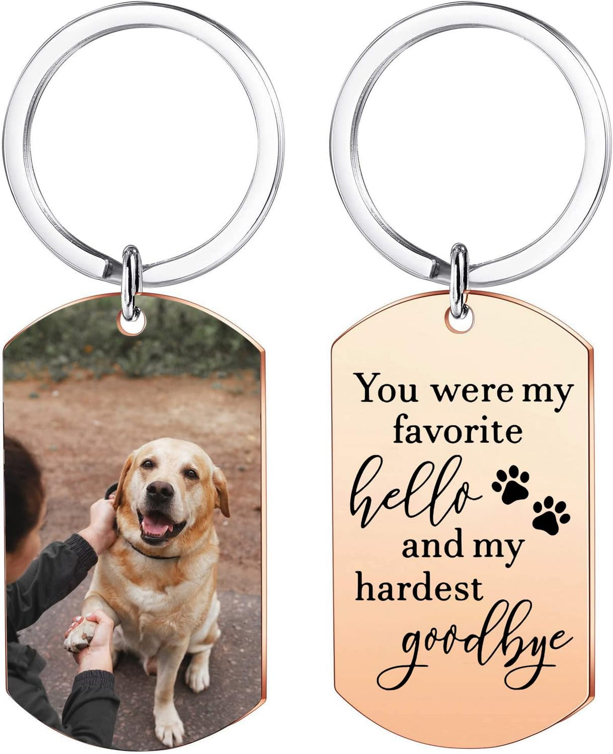 Funnylife Personalized Dog Memorial Photo Keychain Stainless Steel Custom Pet Memory Keychain Loss