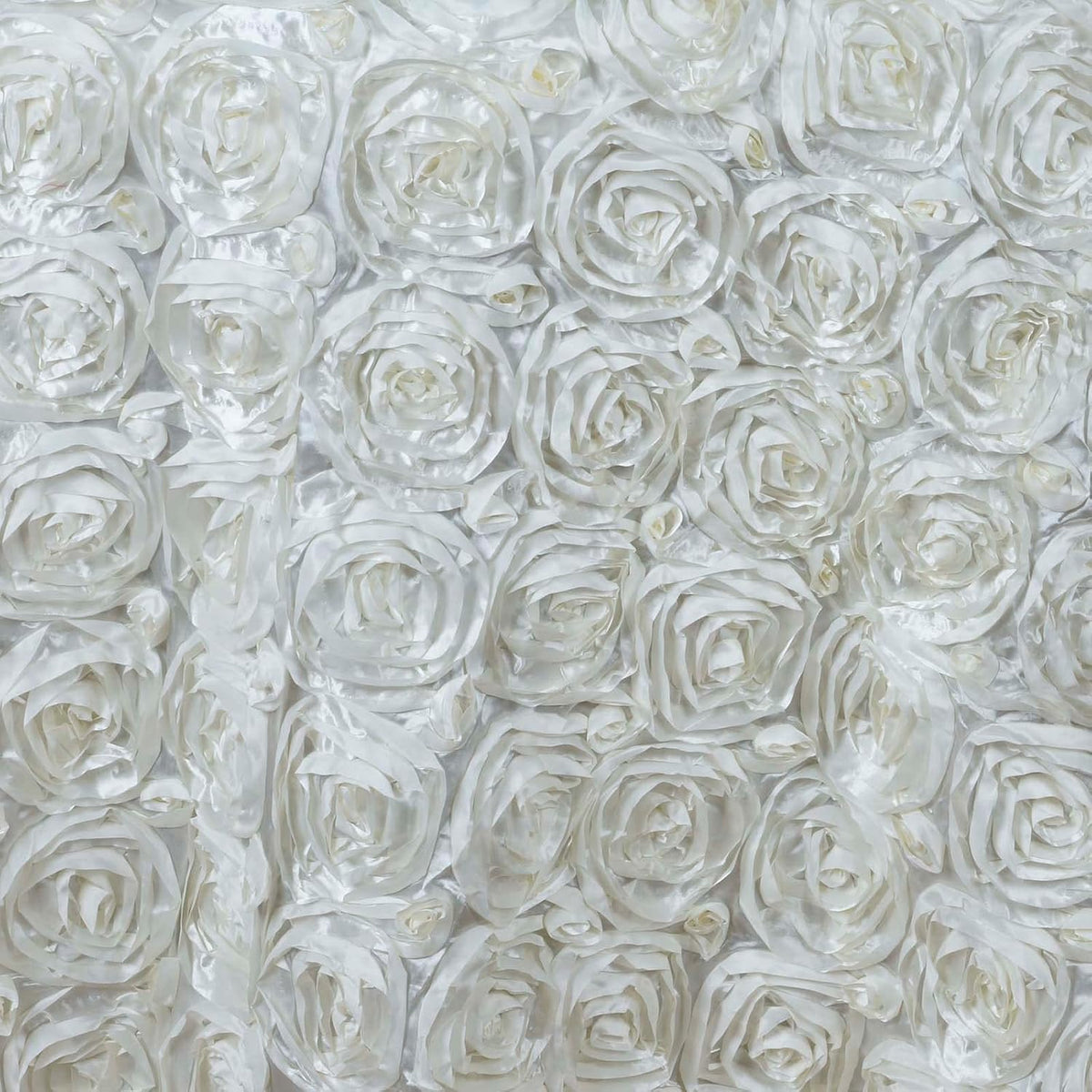 Efavormart 132" Wholesale Round Table Cover Ivory Grandiose Rosette 3D Satin Tablecloth for Wedding