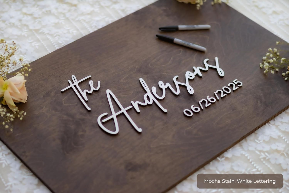 Personalized Last Name Guest Book, Unique Guest Book Sign, Custom Alternative Guest Book, Wooden