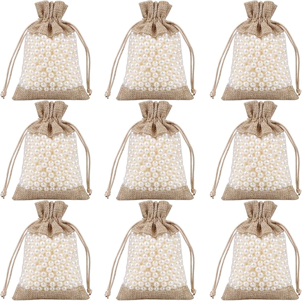 50 Pcs Burlap Bags with Drawstring,3.9"x5.5" Gift Bags Jewelry Pouch Bags for Candy Packing Party