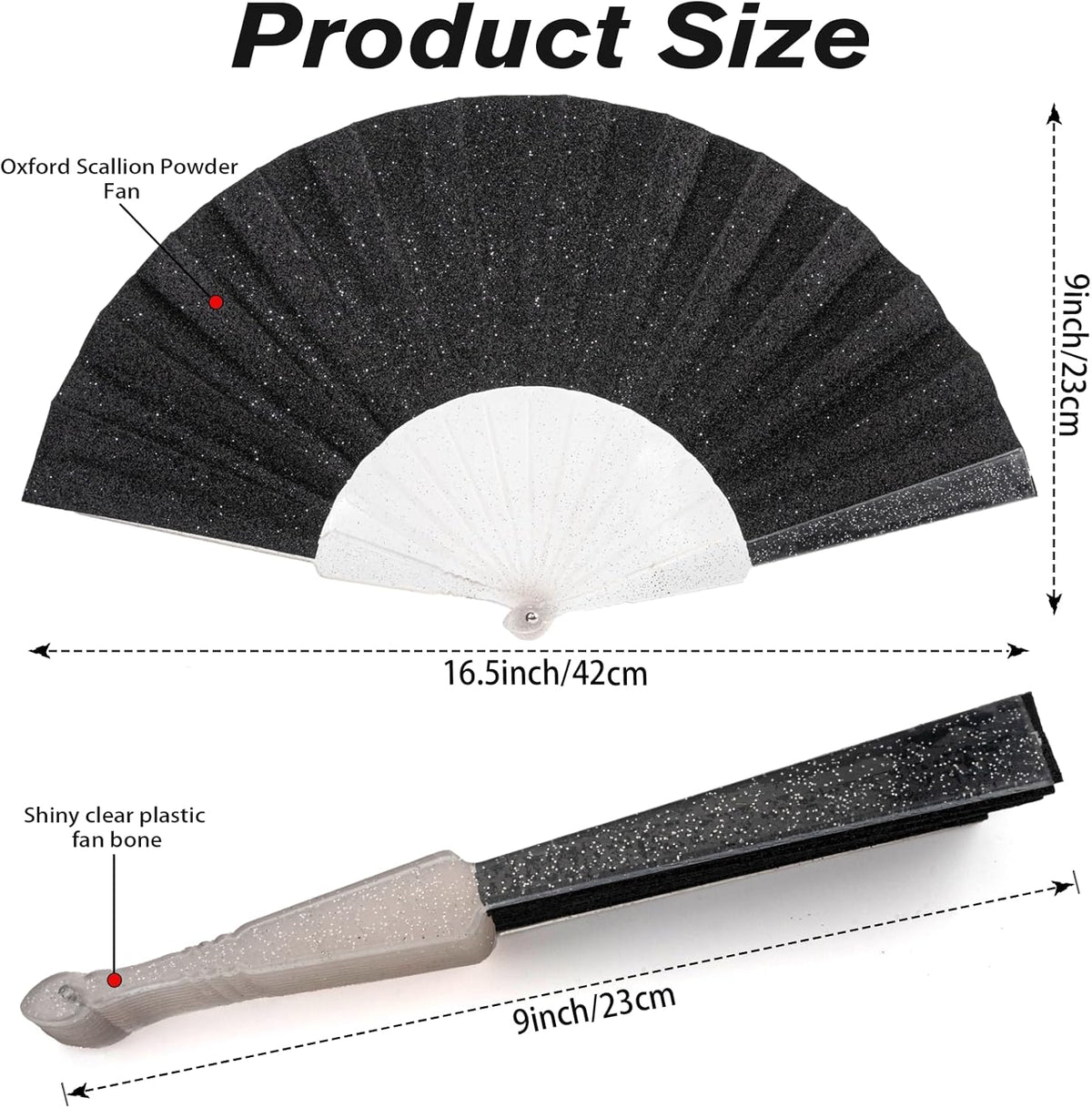 12 Pack Handheld Fan,Folding Hand Glitter fan with Shining Transparent Fan Rib – Ideal for Wedding