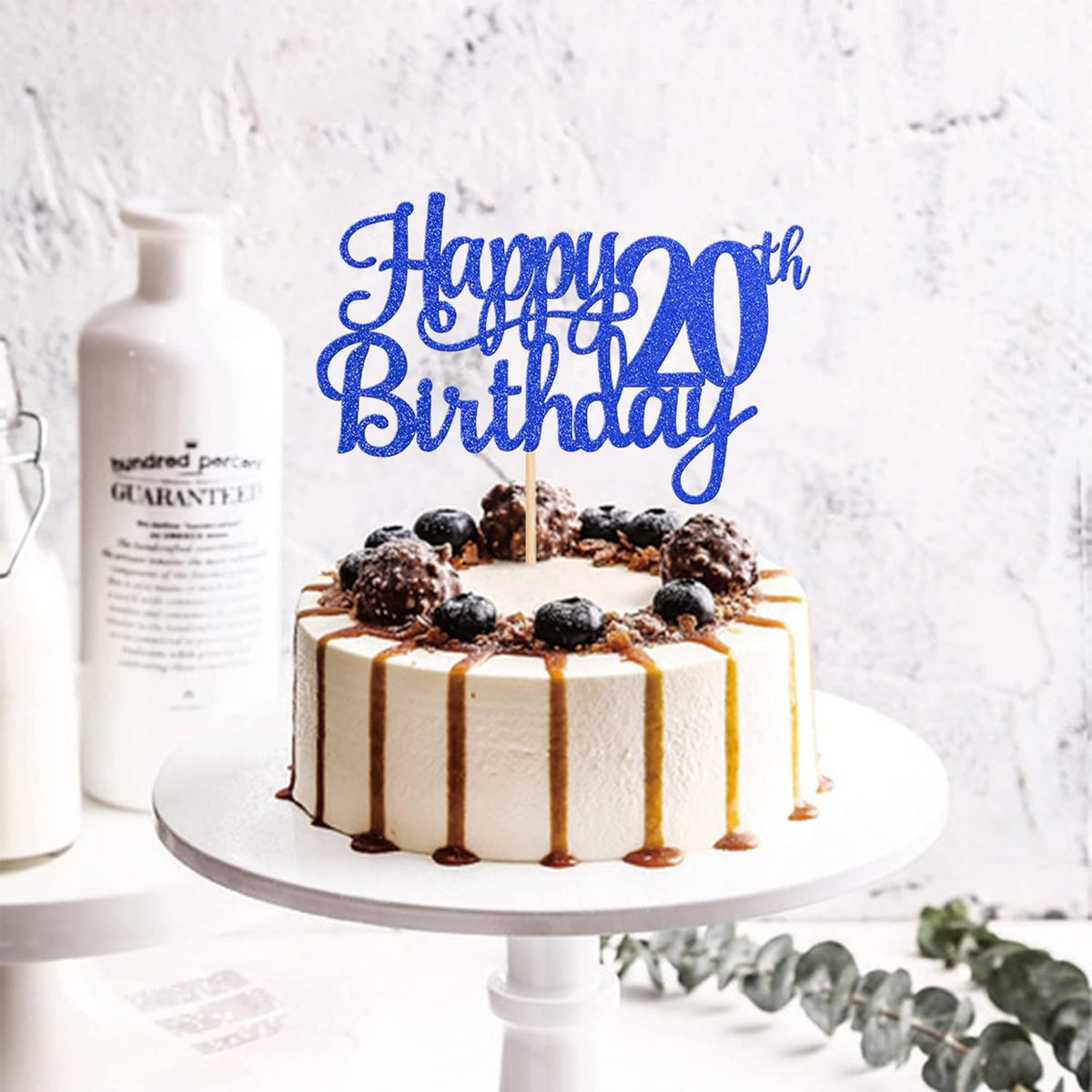 1 PCS Happy 20th Birthday Cake Topper Glitter Cheers to 20 Years Birthday Cake Pick Twenty 20