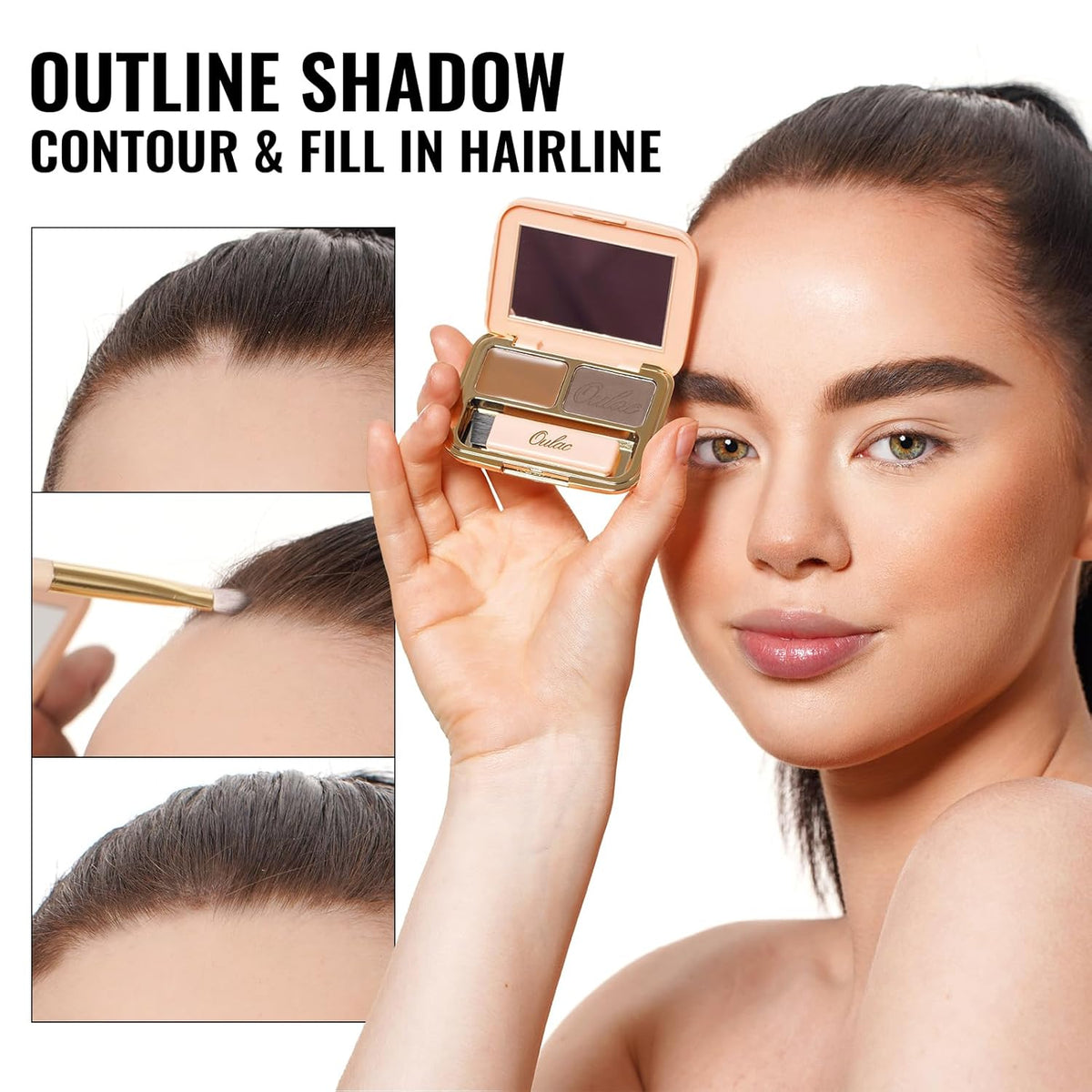 Oulac Waterproof Eyebrow Powder Kit with Brow Brush 2 in1 Long Lasting Instant Eyebrow Pomade &
