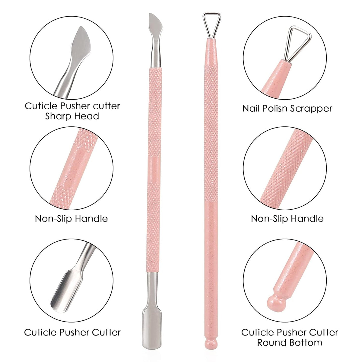 YINYIN Professional Stainless Steel Cuticle Trimmer with Pusher and Cutter - Durable Pedicure