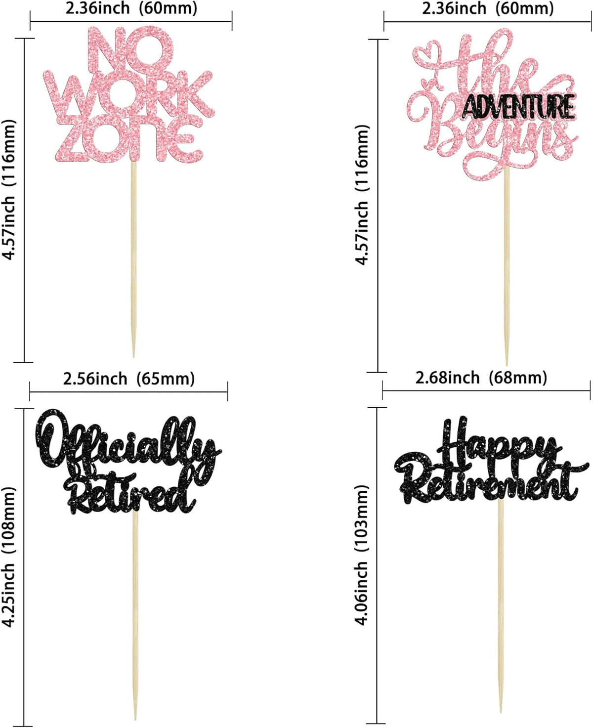 24Pcs Happy Retirement Cupcake Toppers Officially Retired Cake Toppers No Work Zone Adventure