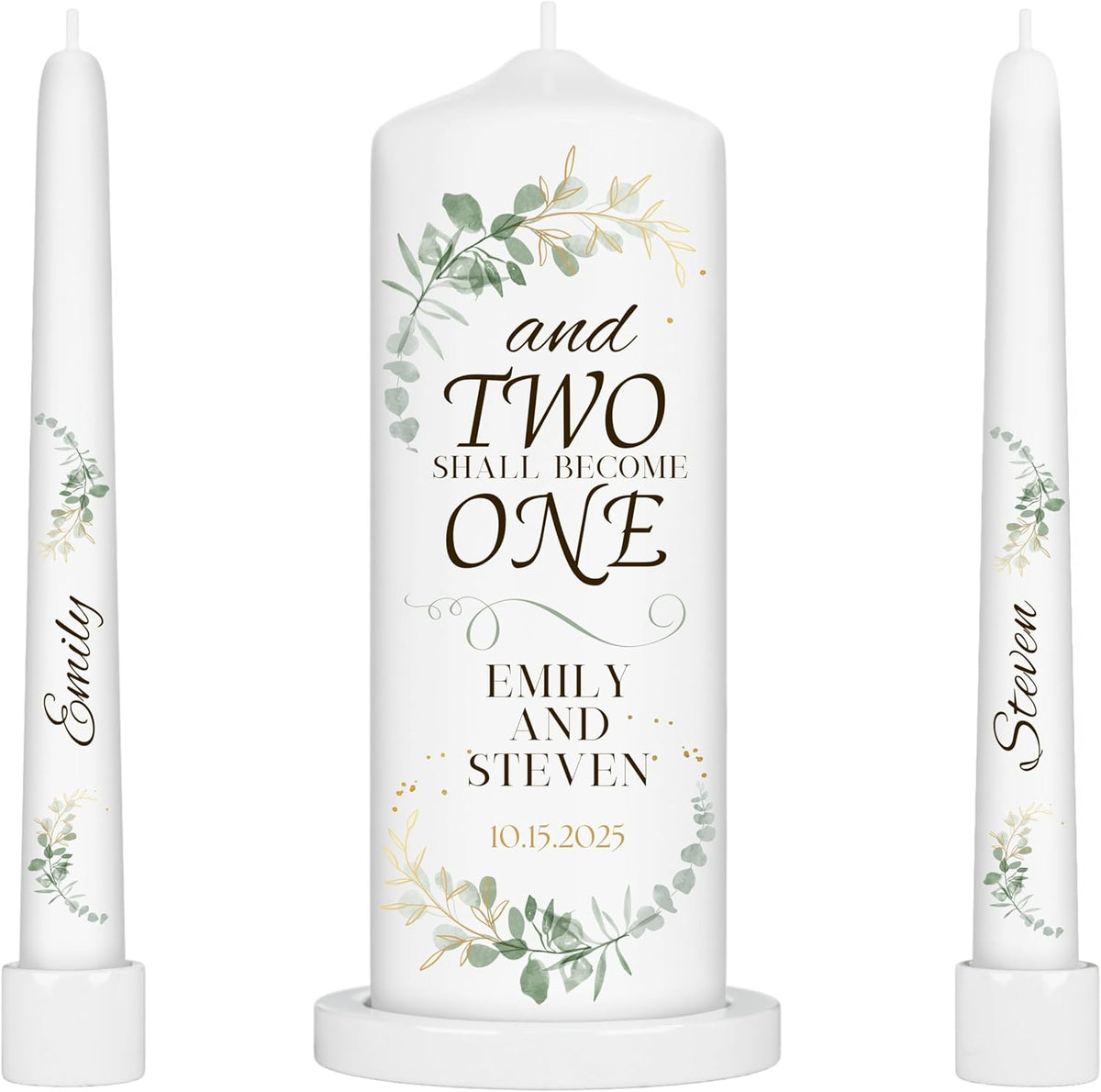 Unity Candles for Wedding, Modern Unity Set, Custom and Personalized Pillar and Taper Candles with