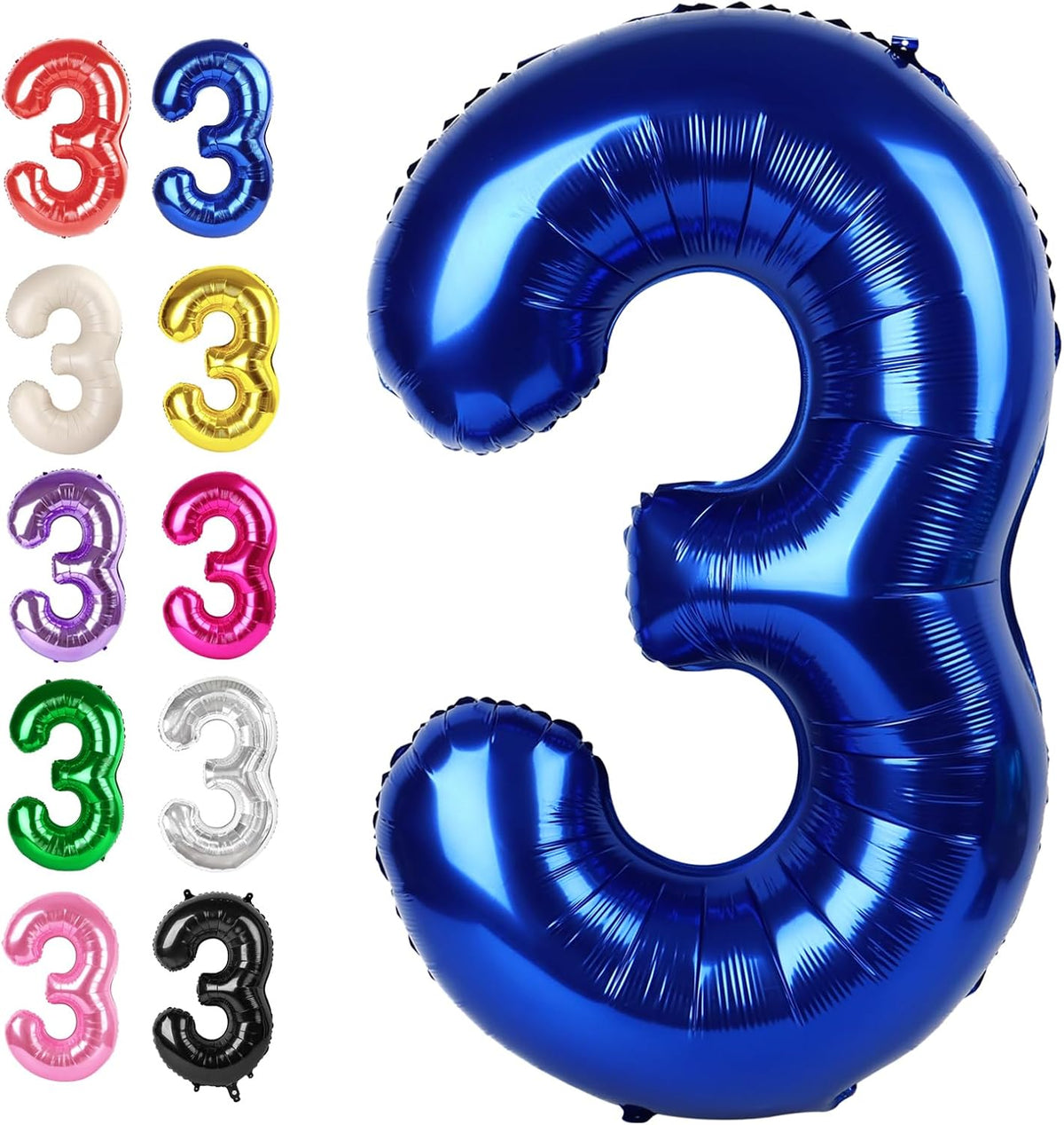 Large 40 Inch Night Blue 3 Number Balloon, 3 13 23 30 33 36 38 Night Blue Birthday Party
