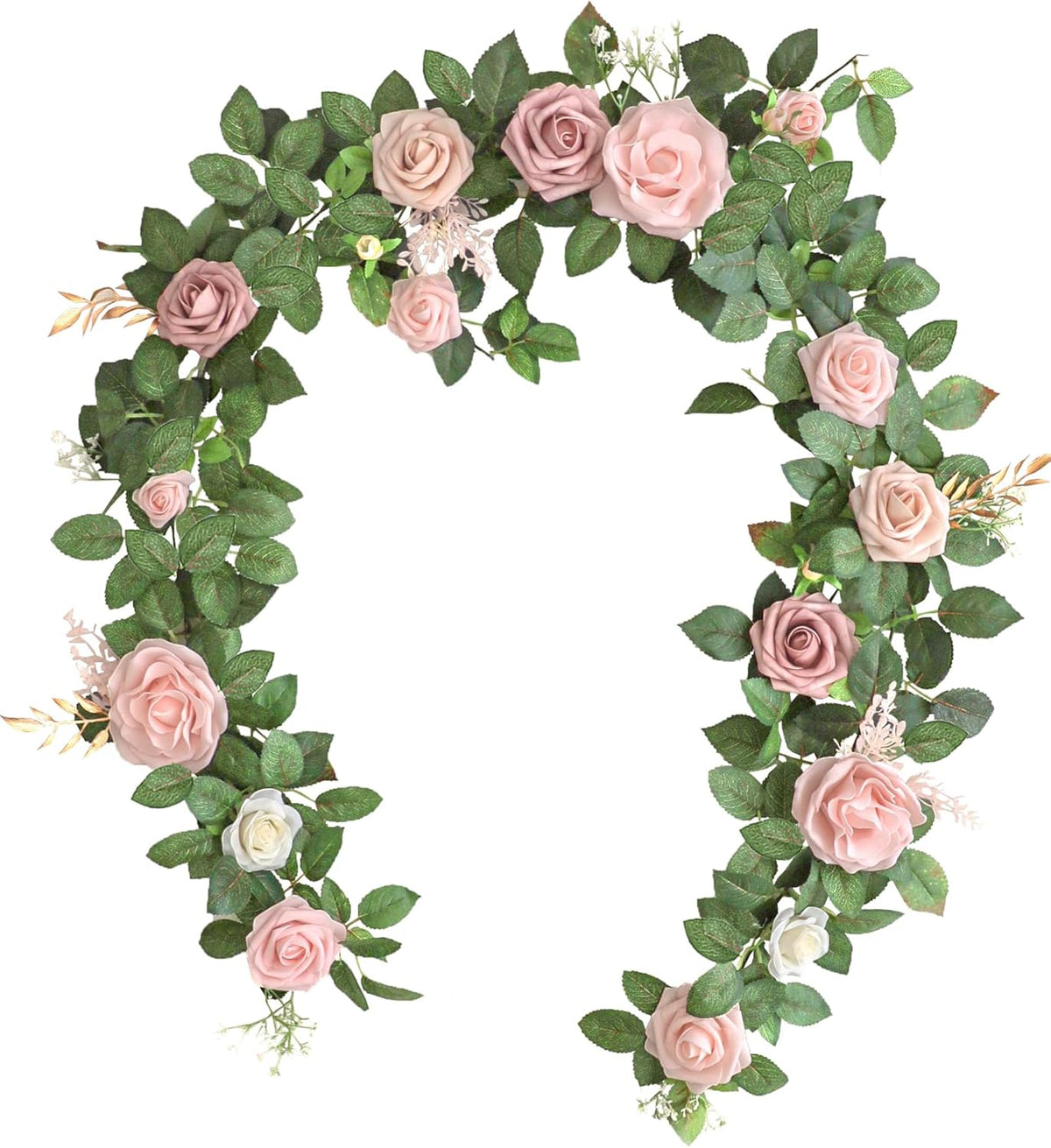 Lookein Artificial Rose Flower Garland Greenery Garland 5FT for Wedding Ceremony Backdrop Arch