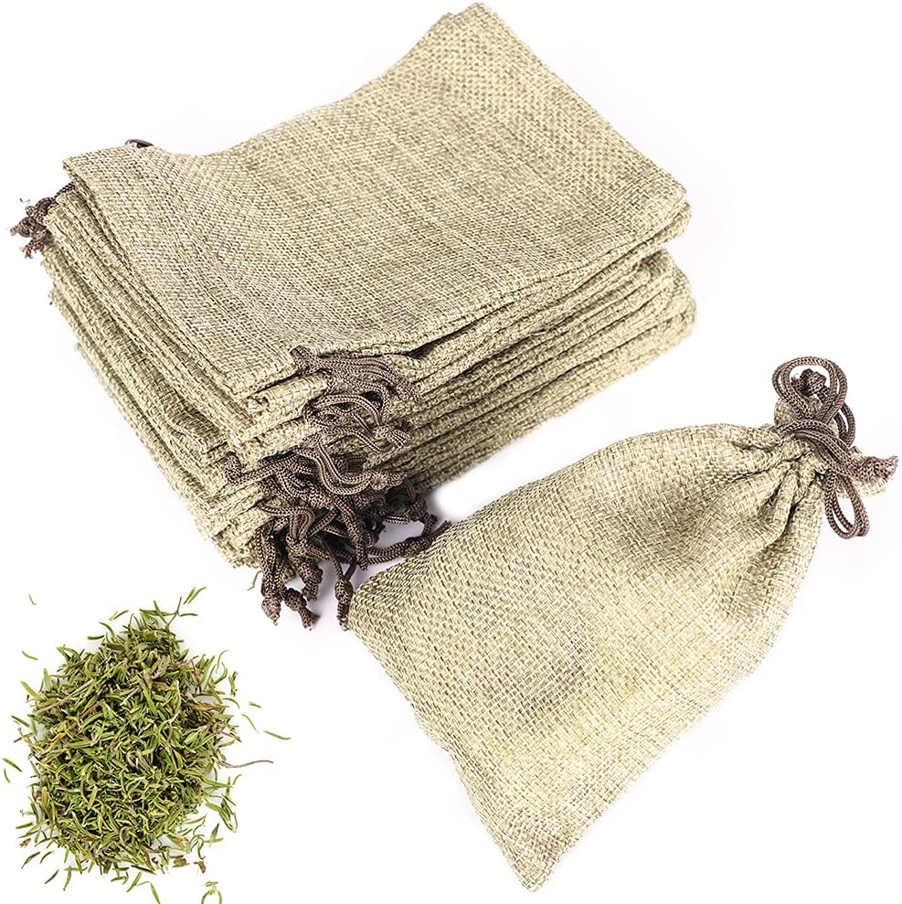 LYSXP 50PCS Burlap Bags with Drawstring，4x6 Inch Cream color Drawstring Gift Bag Jewelry Pouches