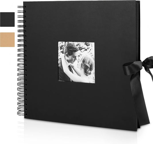 INNOCHEER Photo Album - Self Adhesive 80 Black Pages, Large Scrapbook Wedding Guest Book for DIY