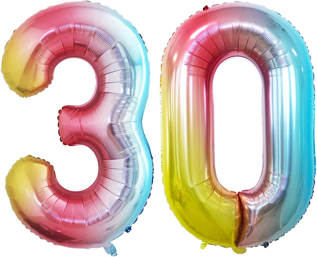 GOER Number 30 Balloons for 30th Birthday Party Decorations,42 Inch Jumbo Foil Helium Balloons for