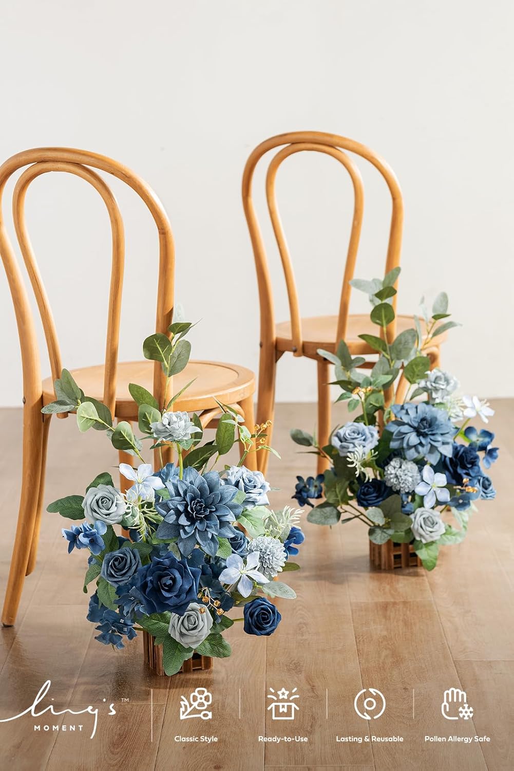 Ling's Moment 17.5" Tall Standing Artificial Flowers Arrangements 4pcs Fall Wedding Aisle Runner