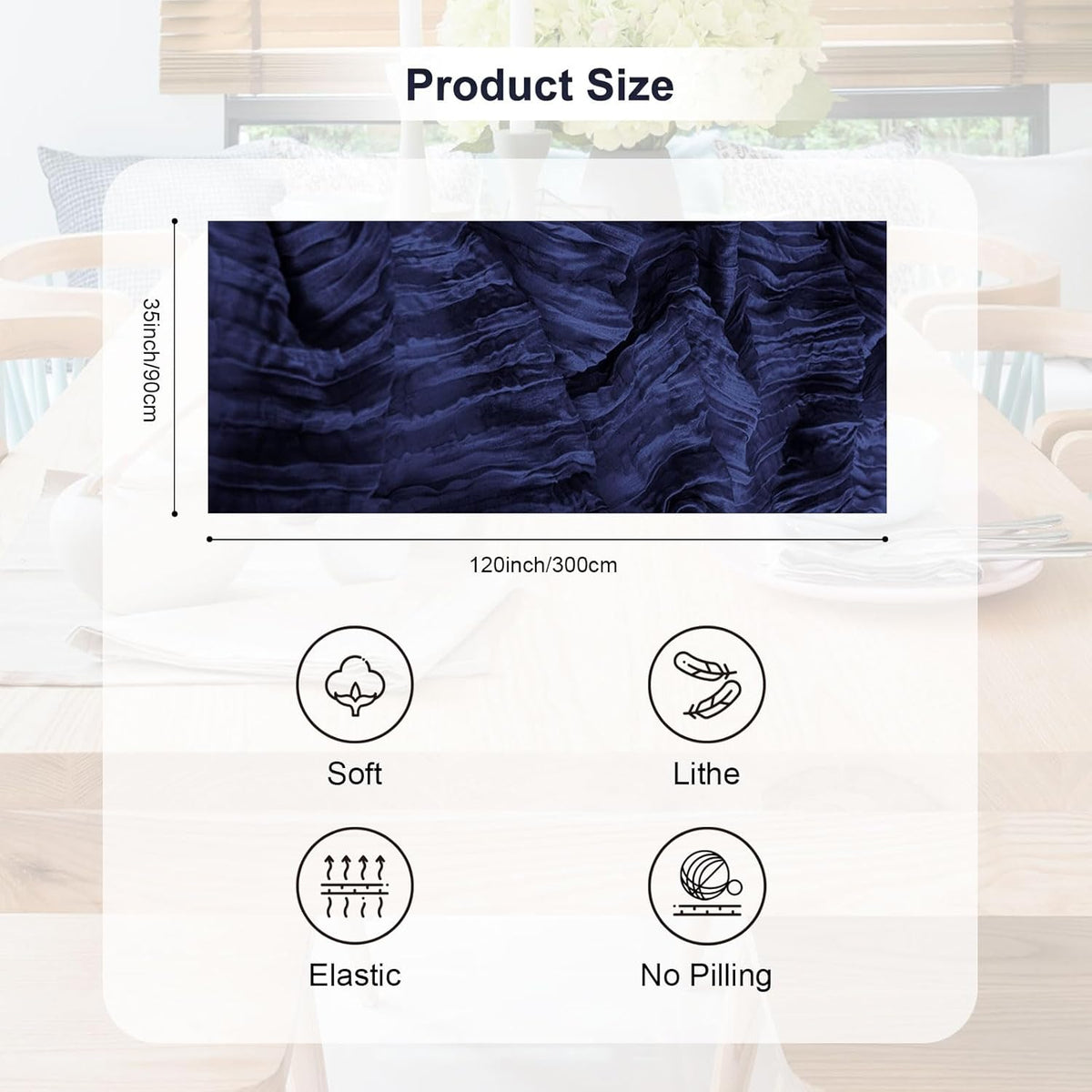 10 Pack Navy Blue Cheesecloth Table Runner 35x120 Inch 10Ft Rustic Gauze Cheese Cloth Table Runner