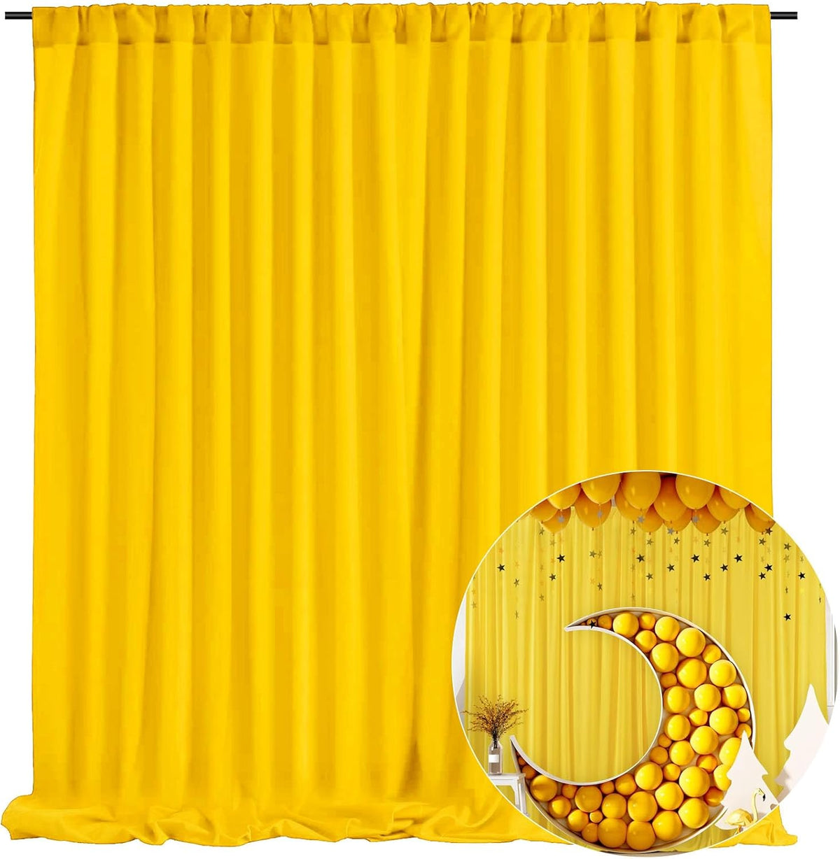 10 x 10 Feet Yellow Backdrop Curtain for Partie, Background Curtains for Photoshoot, Birthday