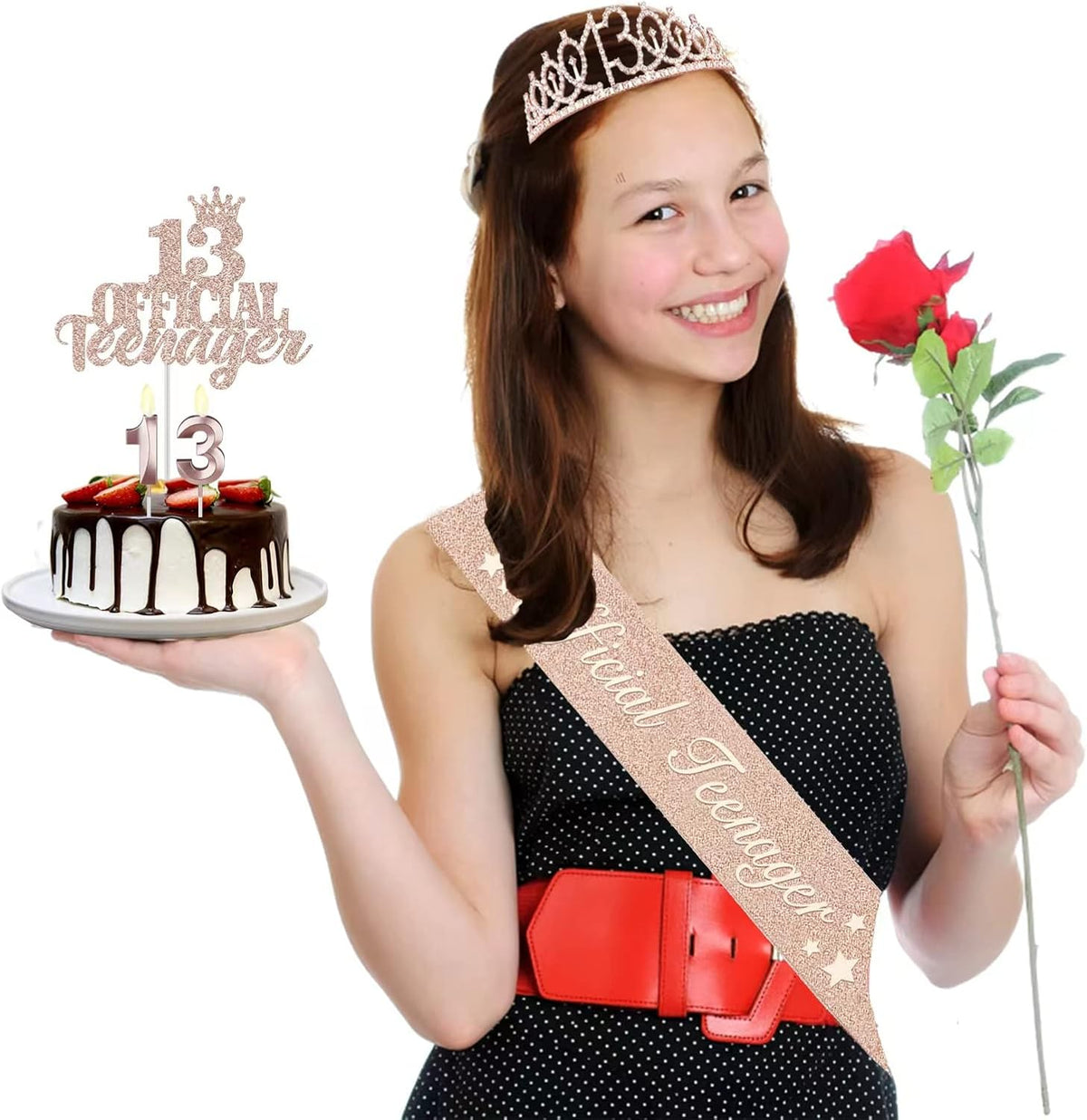 13th Birthday Decorations for Girls, Including 13th Birthday Crown/Tiara, Official Teenager Sash