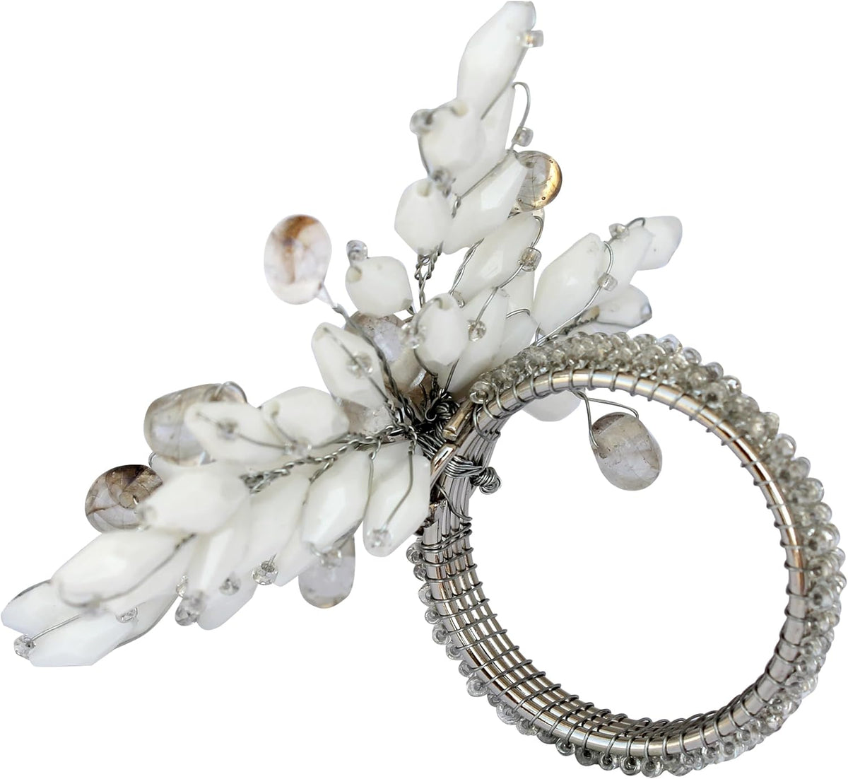 Napkin Rings Set of 12 for Dining Table Decoration Parties Everyday Metal Napkin Holder Leaf White
