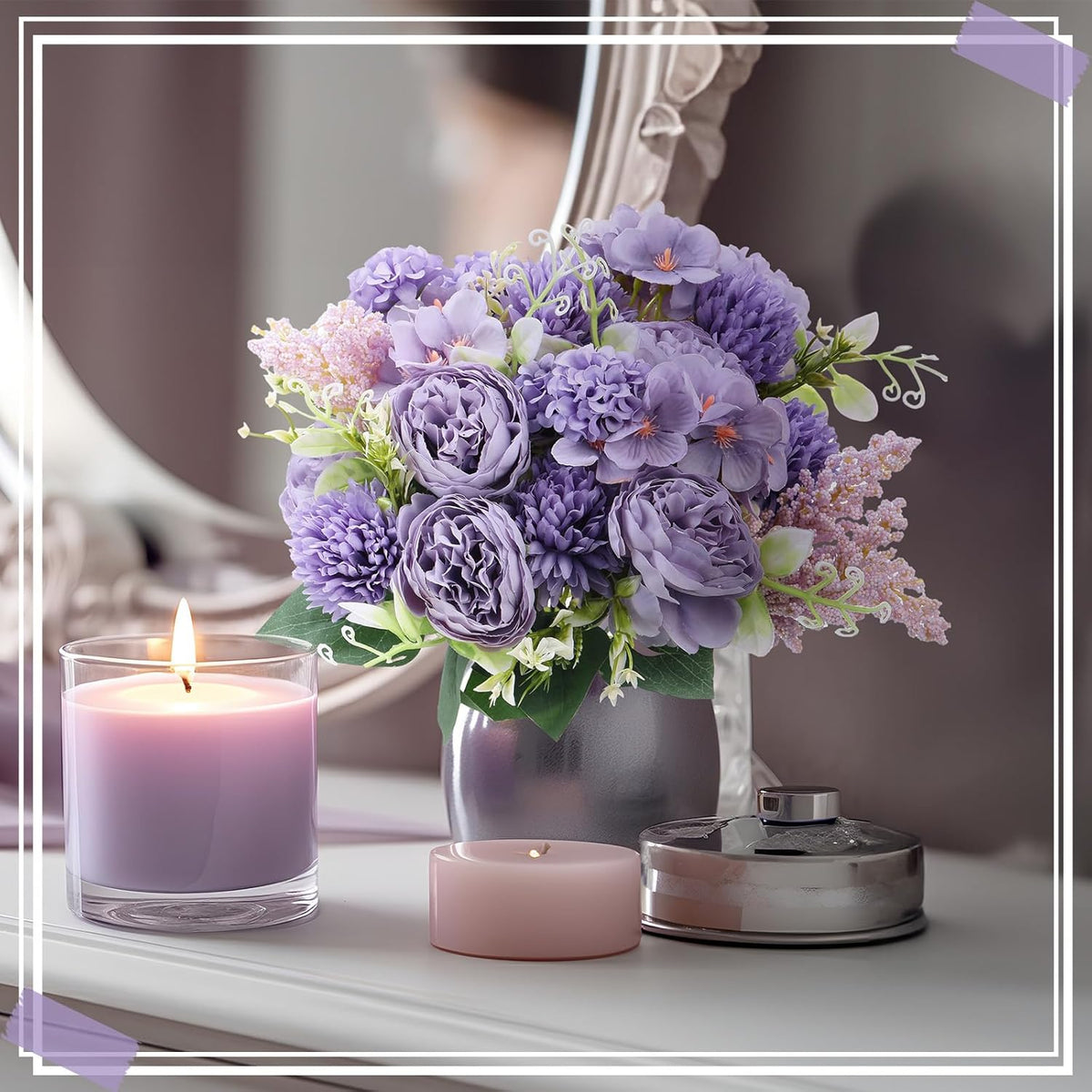 Zeyune 8 Pcs Wedding Silk Flowers Fake Silk Flowers Faux Bouquet Hydrangea Bouquets for Wedding