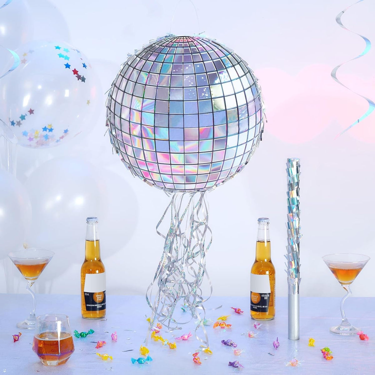 WERNNSAI Disco Ball Piñata - Disco Party Decoration for Adult Birthday Party Supplies Hanging Disco