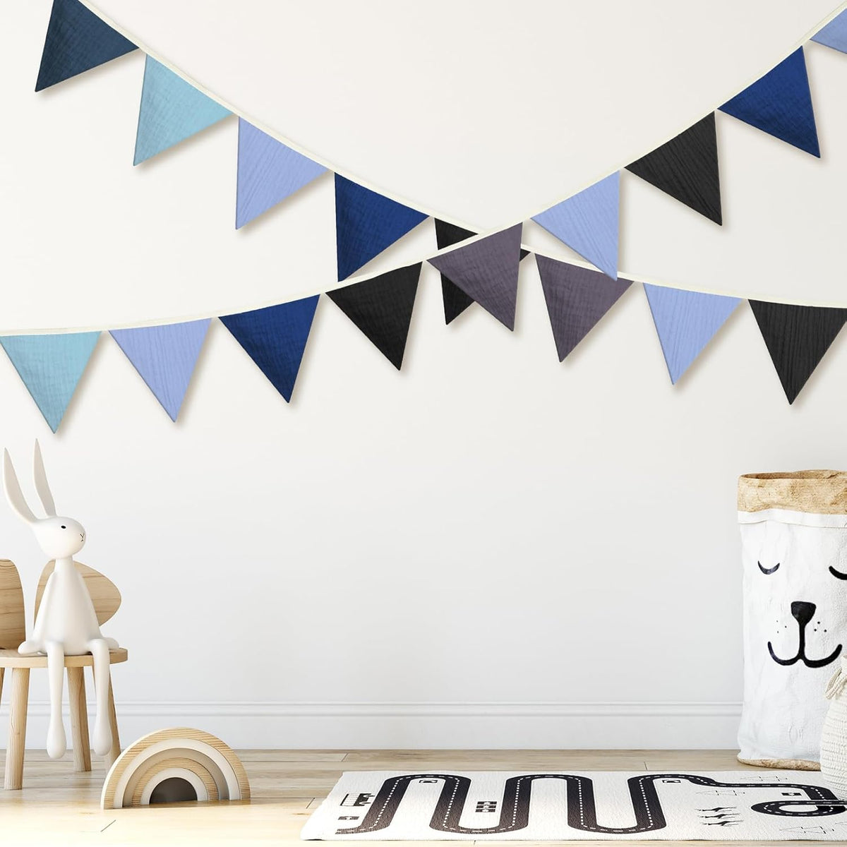 Oudain 15.5 ft Pennant Banner Flags, 2 Pcs Nursery Garland Triangle Bunting Flag Baby Banner for