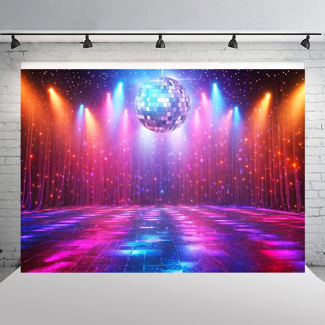 Disco Decorations Backdrop, Retro Glow Party 70s 80s 90s Theme Stage Dance Background Disco Party