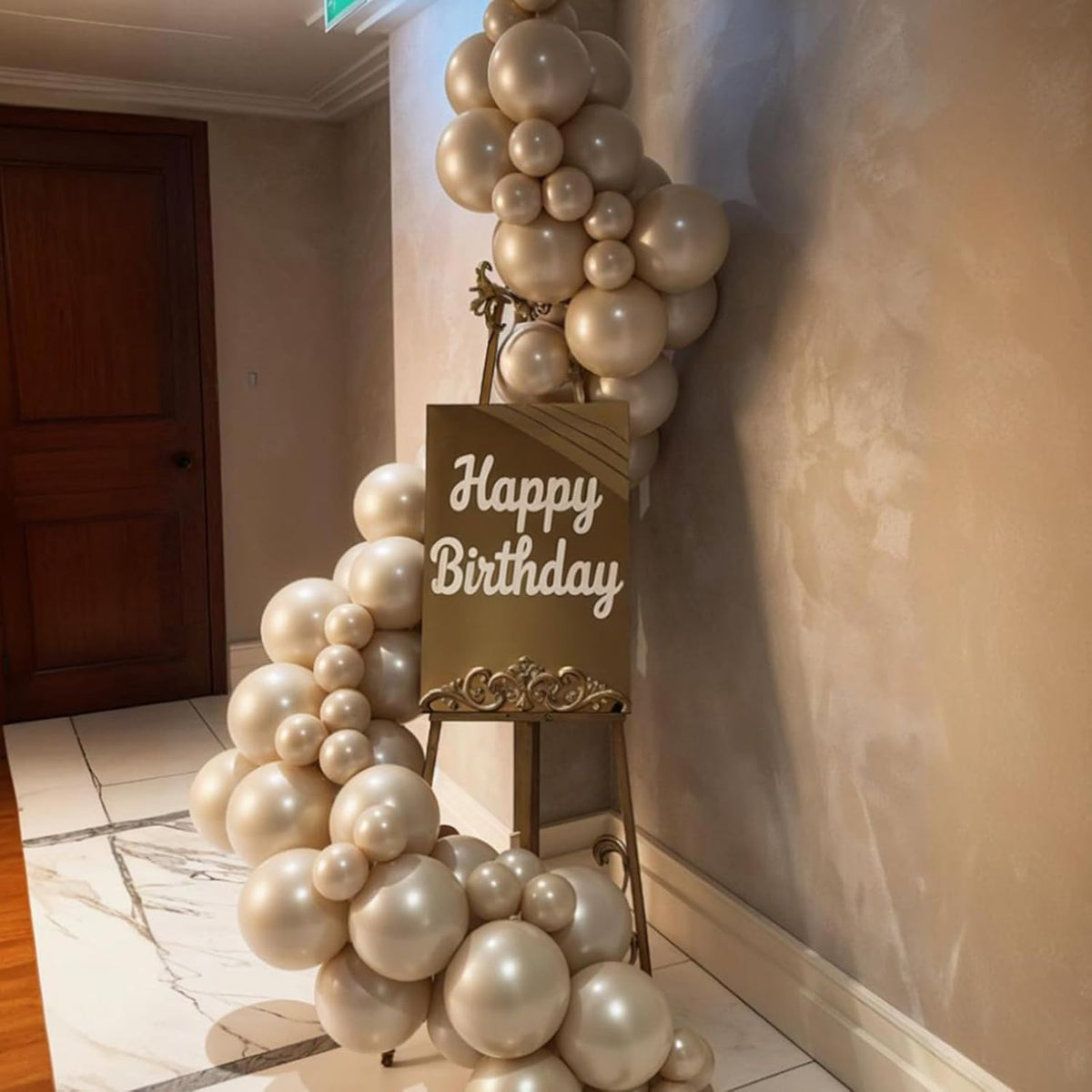 Double Stuffed Pearl Balloons, 60pcs Pearl White Balloons, Two Types Double Stuffed Sand White