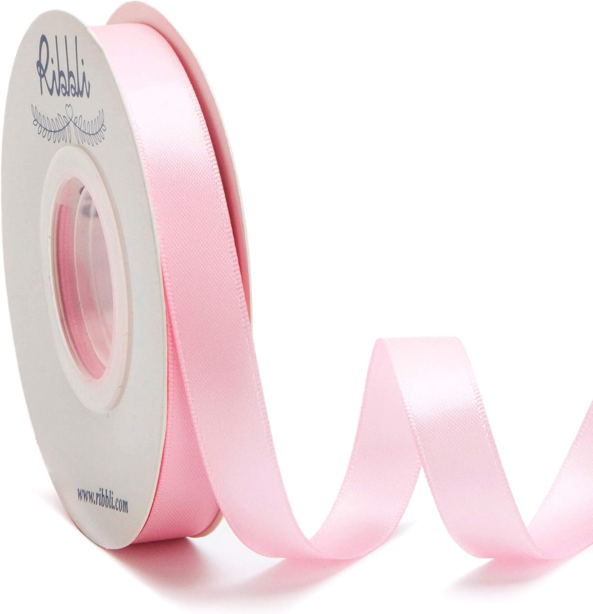 Ribbli Double Faced Light Pink Satin Ribbon,1/2” x Continuous 25 Yards,Use for Bows Bouquet,Gift