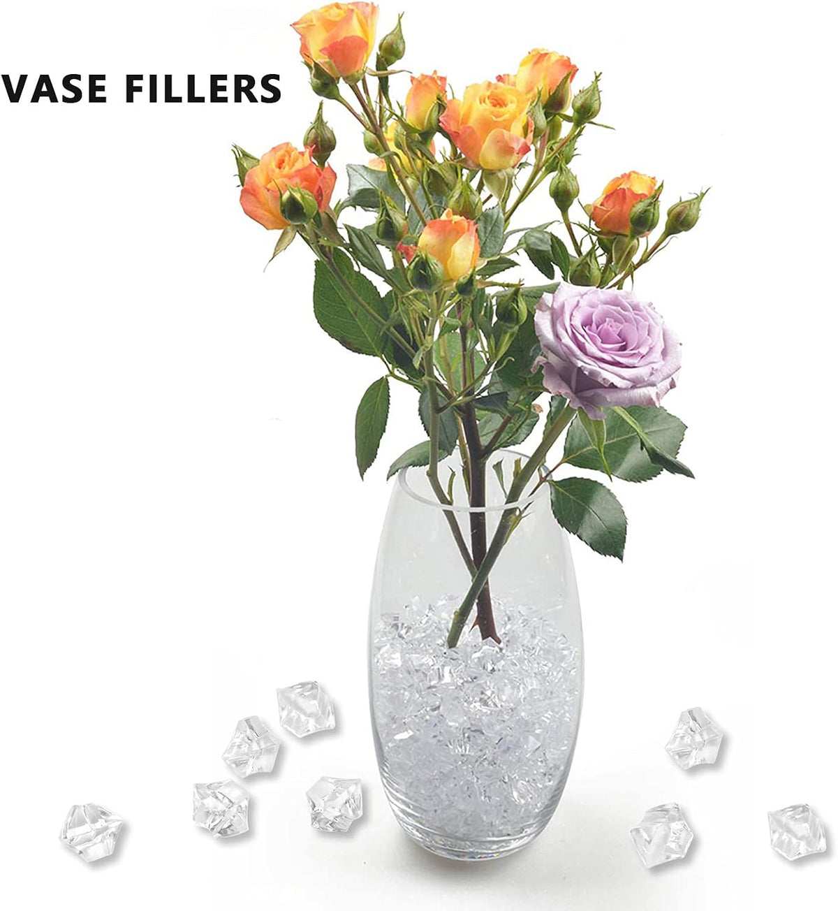Reusable Fake Ice Cubes 2500 pcs 6 x 9 mm for Rock Crystals Treasure Gems for Table Scatters, Vase