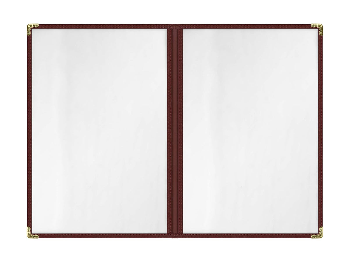 Goodsmart Restaurant Menu Covers – 25 Pack Burgundy 4-View 8.5" x 14", Side-Loading Vinyl & Plastic