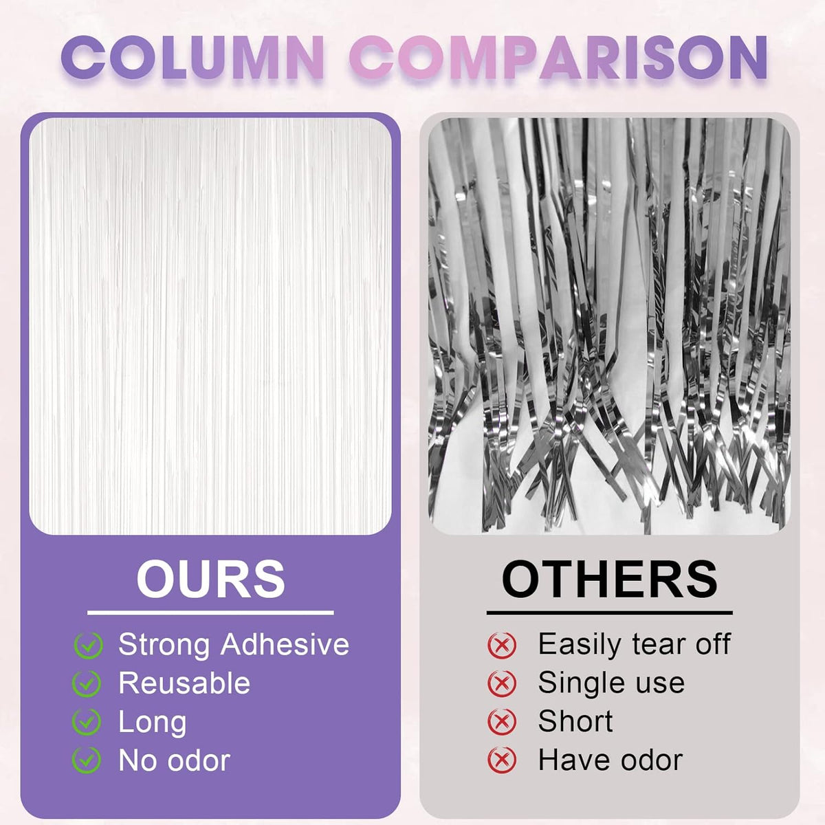 4 Pack White Foil Fringe Backdrop Curtains, Tinsel Streamers Birthday Party Decorations, Fringe